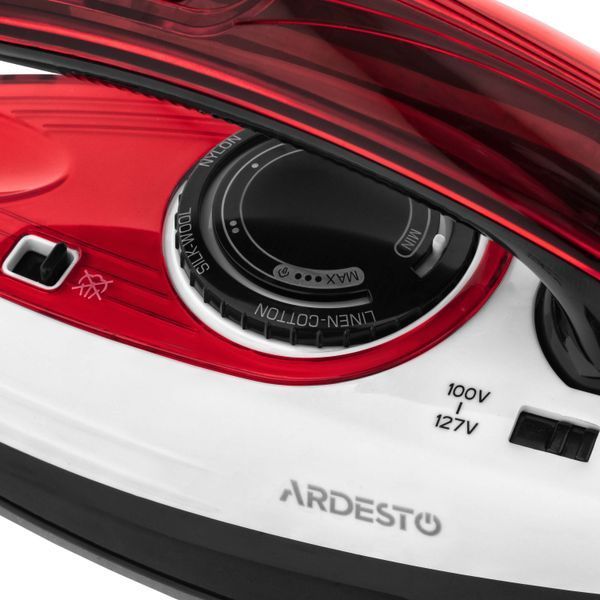 Праска Ardesto дорожня TI-S1200, 1000Вт, 70мл, паровий удар, постійна пара - 15гр, керам. підошва, біло-червоний 375041 фото