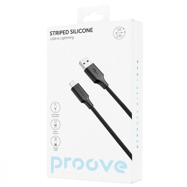 Кабель Proove Striped Silicone Lightning (1M) (CCSS00001101) Black 316288 фото