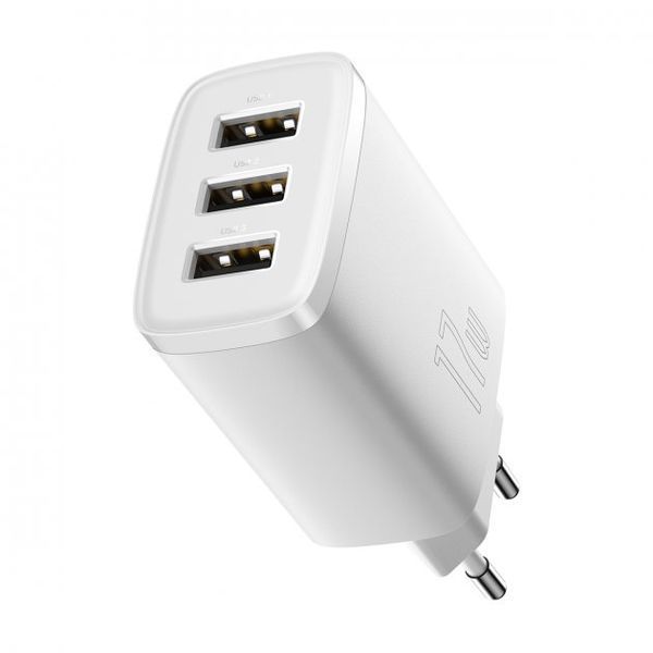 Зарядний Пристрій Baseus Compact 17W (3USB) (CCXJ020102) White 261199 фото