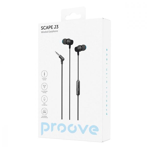 Дротові навушники Proove Scape J3 3.5mm (WESJ30000801) Black 287185 фото