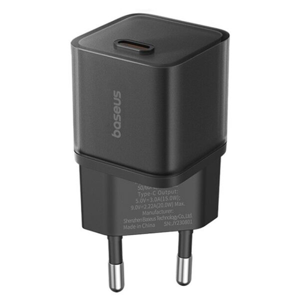 Зарядний Пристрій Baseus GaN5S 20W Fast Charger (1 Type-C) (P10162503113-00) Black 286642 фото