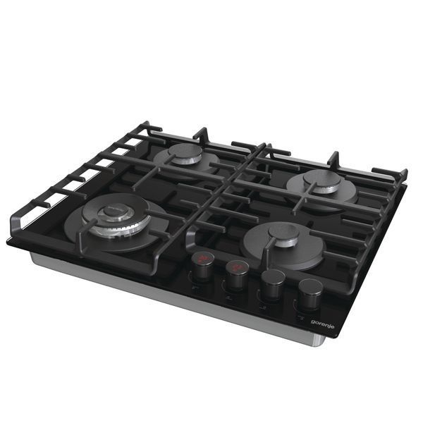 Варильна поверхня Gorenje газова на склі, 60см, чавун, чорний (GKTW642SYB) 369535 фото