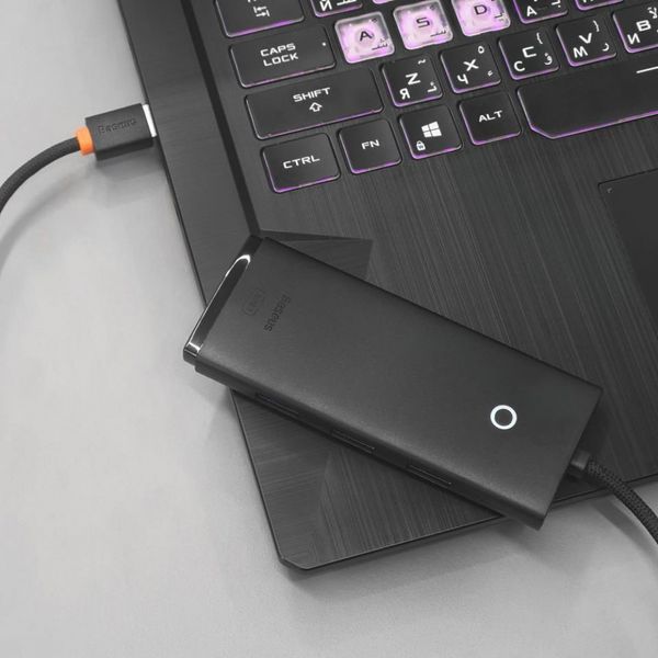 HUB Baseus Lite Series 4-in-1 Black (USB-A To USB 3.0*4) (0.25m) (WKQX030001) 268490 фото