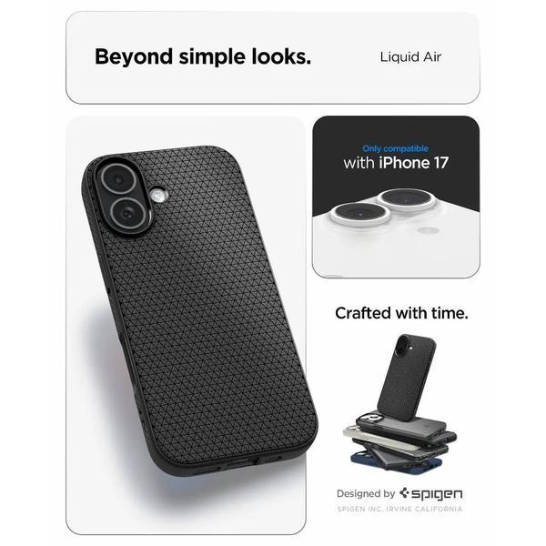 Чохол Spigen для iPhone 17, Liquid Air, Matte Black (ACS10369) 395543 фото