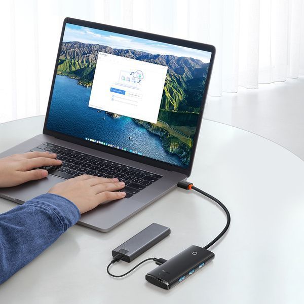 HUB Baseus Lite Series 4-in-1 Black (USB-A To USB 3.0*4) (0.25m) (WKQX030001) 268490 фото