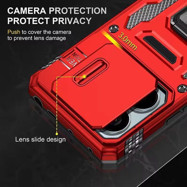 Ударостійкий чохол Camshield Army Ring для Xiaomi Redmi Note 13 4G Червоний / Red 315914 фото