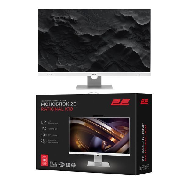 Комп'ютер персональний моноблок 2E Rational K10 27" FHD IPS Intel i5-12400, 16Gb, F512GB, UMA, B660, кл+м, FreeDos, білий (2E-K10.0005) 363677 фото