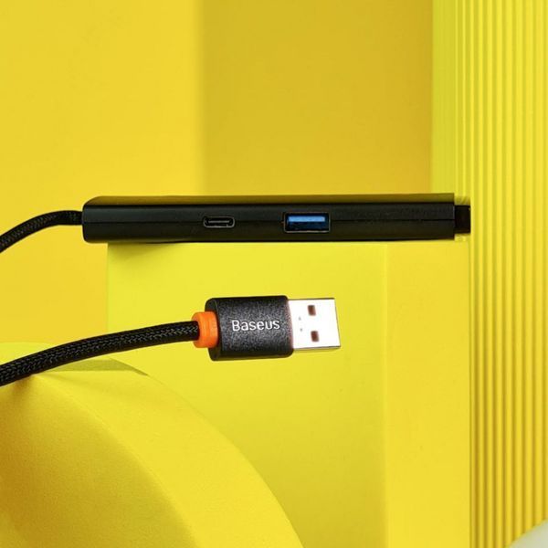 HUB Baseus Lite Series 4-in-1 Black (USB-A To USB 3.0*4) (0.25m) (WKQX030001) 268490 фото