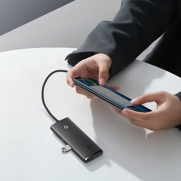HUB Baseus Lite Series 4-in-1 Black (USB-A To USB 3.0*4) (0.25m) (WKQX030001) 268490 фото
