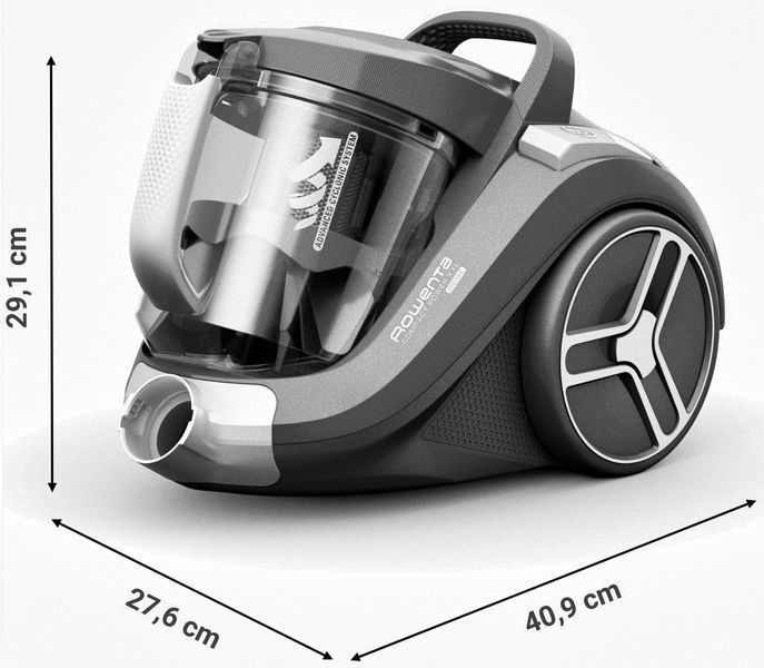 Пилосос Rowenta контейнерний Compact Power XXL Classic + Kit, 900Вт, конт пил -2.5л, HEF system, чорний (RO4B25EA) 376106 фото