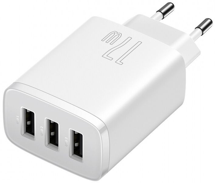 Зарядний Пристрій Baseus Compact 17W (3USB) (CCXJ020102) White 261199 фото