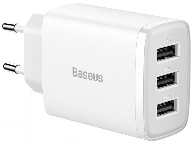 Зарядний Пристрій Baseus Compact 17W (3USB) (CCXJ020102) White 261199 фото