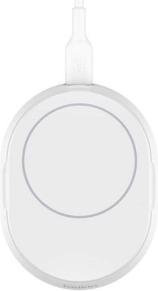 Зарядний пристрій бездротовий Belkin 15Вт Magnetic Stand Qi2, адаптер 20Вт USB-C, білий (WIA008VFWH) 372635 фото