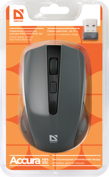 Миша DEFENDER Accura MM-935 Wireless сірий 306220 фото