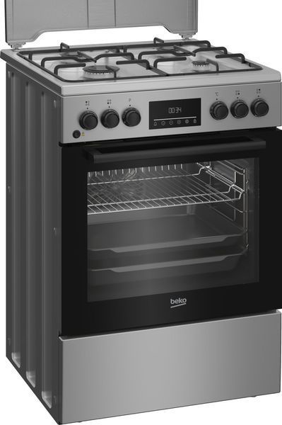Плита Beko комбінована, 72л, 60x60см, дисплей, конвекція, сірий (FBM62320SDS) 374082 фото