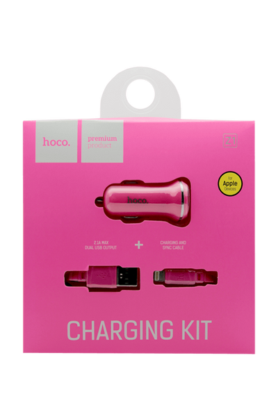 АЗП Z1 2.1mAh 2USB lighting cable Pink 71607 фото