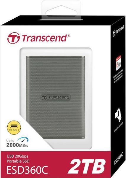 Портативний SSD Transcend 2TB USB 3.2 Gen 2x2 Type-C ESD360C Сірий (TS2TESD360C) 371733 фото