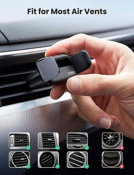 Автомобільний тримач UGREEN LP120 Air Vent Phone Holder (10422) Black 315333 фото