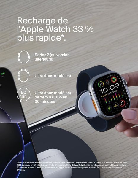 Зарядний пристрій бездротовий Belkin 3в1 Magnetic Pad Qi2 15Вт, чорний (WIZ032KQBK) 371385 фото