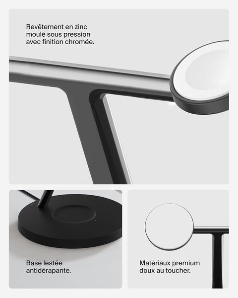 Зарядний пристрій бездротовий Belkin 3в1 Magnetic Pad Qi2 15Вт, чорний (WIZ032KQBK) 371385 фото