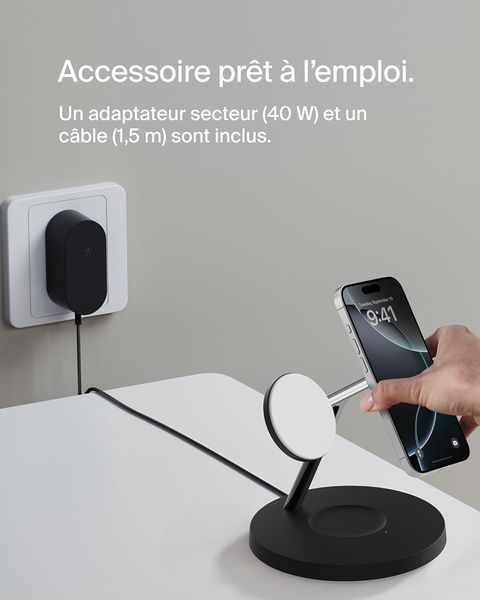 Зарядний пристрій бездротовий Belkin 3в1 Magnetic Pad Qi2 15Вт, чорний (WIZ032KQBK) 371385 фото