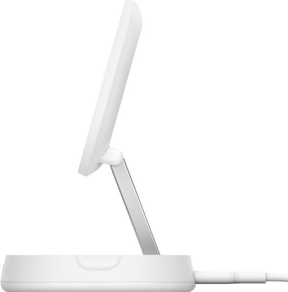 Зарядний пристрій бездротовий Belkin 15Вт Magnetic Stand Qi2, адаптер 20Вт USB-C, білий (WIA008VFWH) 372635 фото