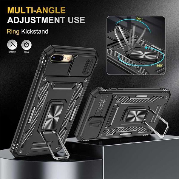 Ударостійкий чохол Camshield Army Ring для Apple iPhone 7 plus / 8 plus (5.5") Чорний / Black 283596 фото