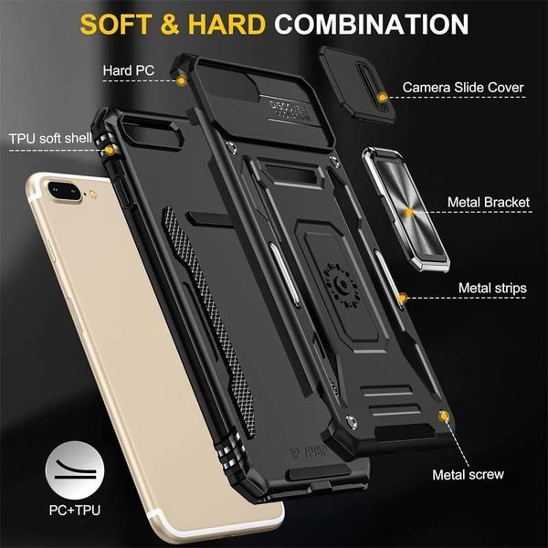 Ударостійкий чохол Camshield Army Ring для Apple iPhone 7 plus / 8 plus (5.5") Чорний / Black 283596 фото