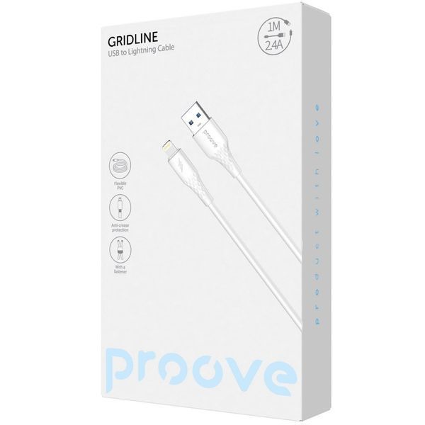 Кабель Proove GridLine USB to Lightning 2.4A (1m) white (CCGL12001102) 383300 фото