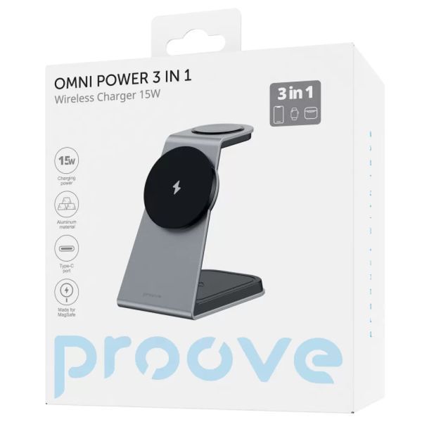 Бездротовий зарядний пристрій Proove Omni Power 3 in 1 (WSOP15020003) gray 287762 фото