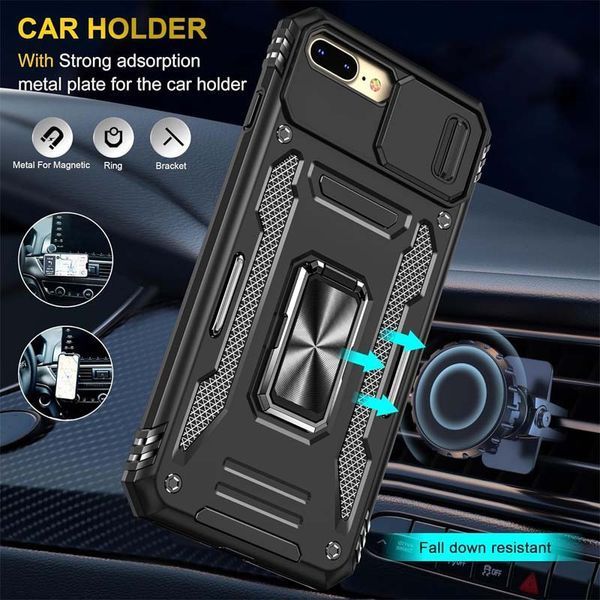 Ударостійкий чохол Camshield Army Ring для Apple iPhone 7 plus / 8 plus (5.5") Чорний / Black 283596 фото