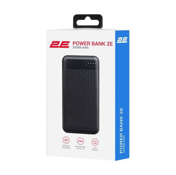 Акумулятор портативний літій-іонний Power Bank 2E 20000мА&middot;год, PD, QC 18Вт, чорний (2E-PB2004PD-BLACK) 374185 фото