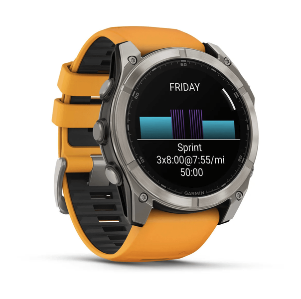 Смарт-годинник Garmin Fenix 8 51mm AMOLED Sapphire Titanium w. Spark Orange/Graphite Silicone Band (010-02905-10,010-02905-11) 344127 фото