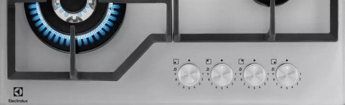 Варильна поверхня Electrolux газова на склі, 60см, чавун, сріблястий (KGG64362S) 369954 фото