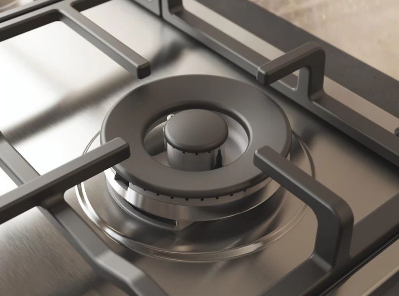 Варильна поверхня Whirlpool газова, 60см, чавун, конфорка з подвійним рядом полум'я, нерж (TKRL661IXEU) 369365 фото