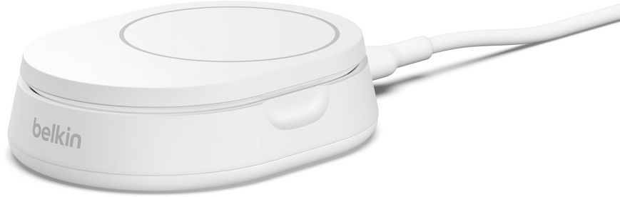 Зарядний пристрій бездротовий Belkin 15Вт Magnetic Stand Qi2, адаптер 20Вт USB-C, білий (WIA008VFWH) 372635 фото
