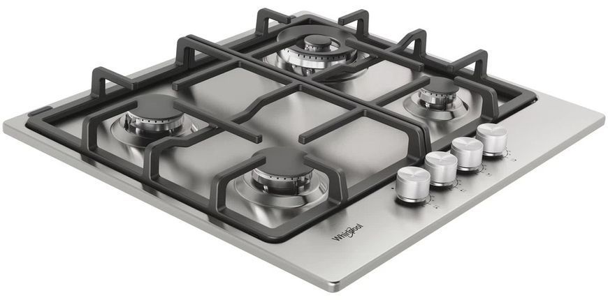 Варильна поверхня Whirlpool газова, 60см, чавун, конфорка з подвійним рядом полум'я, нерж (TKRL661IXEU) 369365 фото