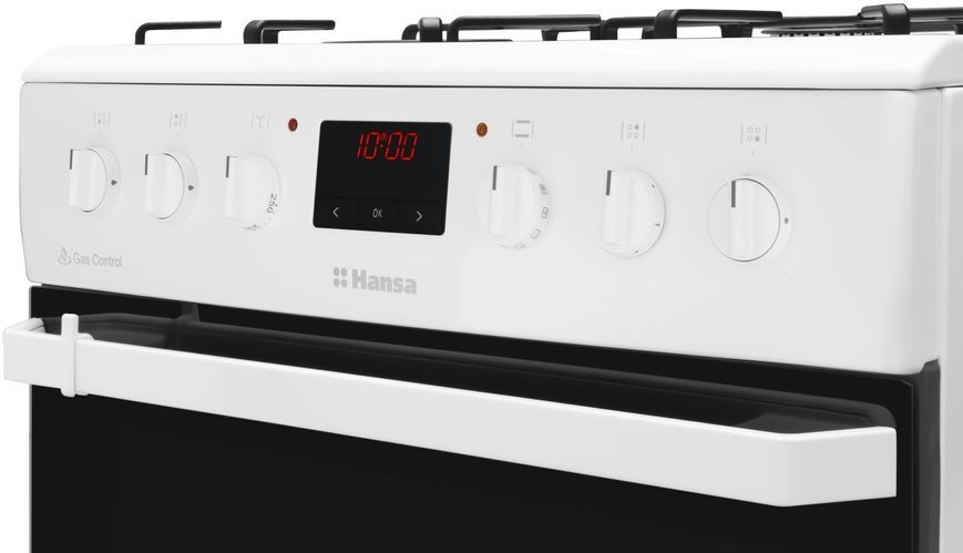 Плита з комбі. вар. поверхнею Hansa, 60х60см, 62л, емаль, газ контр., дисплей, білий 390887 фото