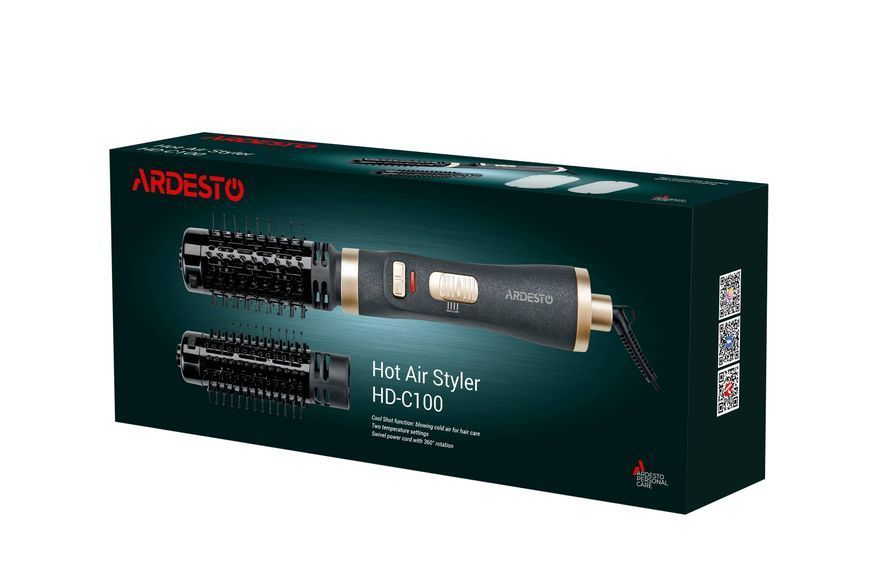 Фен-щітка Ardesto Gemini, 1000Вт, 2 режими, чорний (HD-C100) 369209 фото