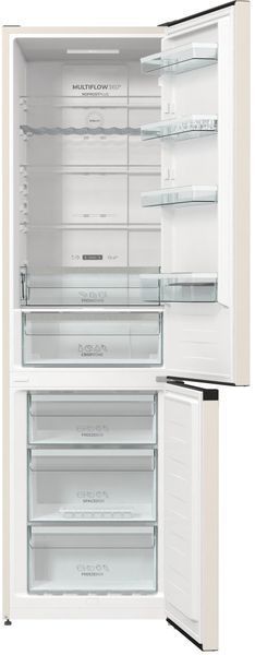 Холодильник з нижн. мороз. камерою Gorenje NRK6202AC4, 200х60х60см, 2 двері, 235( 96)л, А+, NoFrost+ , AdaptTech, Зона св-ті, LED Диспл зовнішній, ,бе 374805 фото