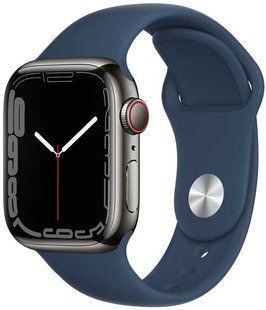 Смарт-годинник Apple Watch Series 7 GPS + LTE 41mm Graphite Stainless Steel Case With Abyss Blue Sport Band MKHJ3/MKJ13 224922 фото