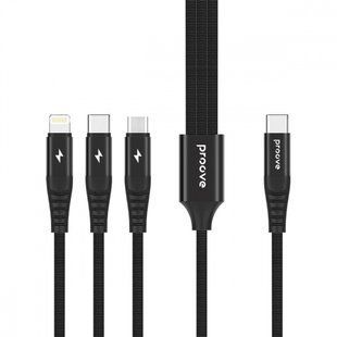 Кабель Proove Hydra 3 in1 Type-C + Micro USB + Lightning (1m) (CCHY15012101) black 342426 фото