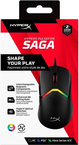 Миша HyperX Pulsefire SAGA, RGB, USB-A, чорний (A2PB3AA) 366148 фото