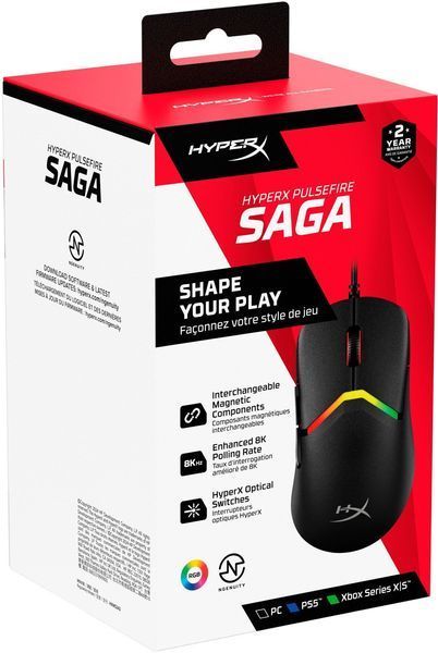 Миша HyperX Pulsefire SAGA, RGB, USB-A, чорний (A2PB3AA) 366148 фото