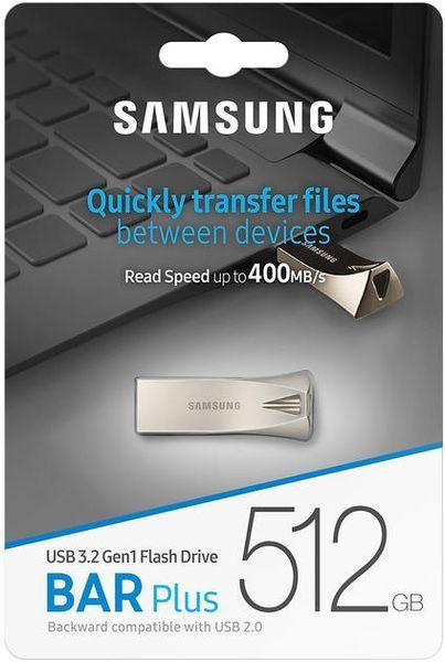 Накопичувач Samsung 512GB USB 3.1 Type-A Bar Plus Срібний (MUF-512BE3/APC) 381064 фото