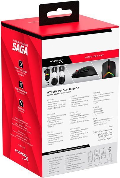 Миша HyperX Pulsefire SAGA, RGB, USB-A, чорний (A2PB3AA) 366148 фото