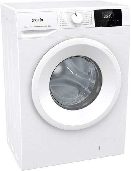 Пральна машина Gorenje фронтальна, 6кг, 1000, A+++, 43.5см, дисплей, пар, інвертор, білий (WNGPI61SBS) 375780 фото
