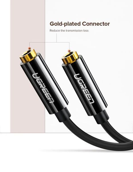 Кабель UGREEN AV134 3.5mm Male To 2 Female Audio Cable 25cm Black (20816) 279073 фото