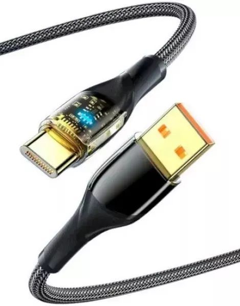 Кабель Essager Interstellar Transparent Design USB Charging Cable USB A to Type C 7A 2m (EXCT-XJA01-P) Black 315330 фото
