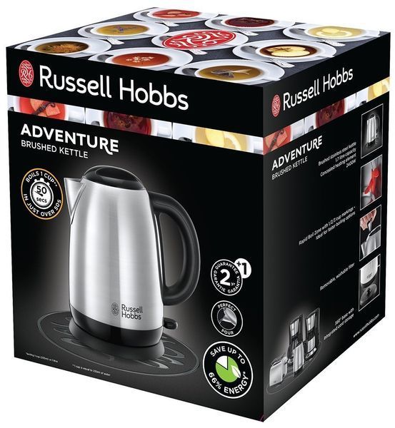 Електрочайник Russell Hobbs Adventure 1.7л, метал, сріблясто-чорний (23912-70) 362506 фото